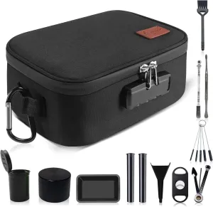 Egooz Large Smell Proof Stash Bags With 11 Items - Waterproof Container Case for Travel and Home, Kitchen Box for Storing Your Products, Black