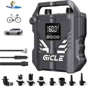 Electric Air Pump for Inflatable Paddle Board,60PSI High Pressure Sup Air Pump for Paddleboard, Inflatable Bed, Mattress with 12V DC Car Connector and Portable Boat Accessories (Gray)