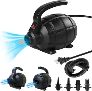 Electric Airpump for Inflatable Tumble Track Gymnastics Mat, Air Roller Barrel, Swimming Ring, Bed, Pool Toy, Inflatables Raft Boat Electric Pump with 4 Nozzles（AC 110-120V（500W））