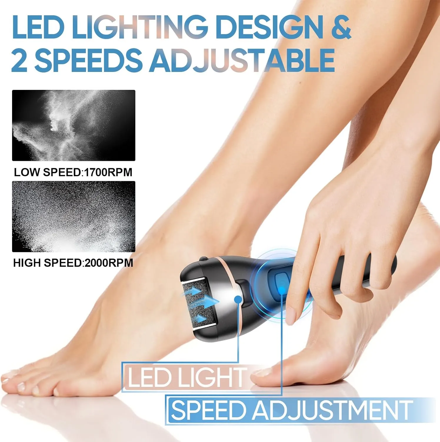 Electric Callus Remover for Feet Waterproof Rechargeable 18 in 1 Professional Pedicure Kit Foot File Pedi Scrubber Foot Care Tools Wet & Dry for Hard Cracked Dry Dead Skin 3 Rollers 2 Speeds (Black)