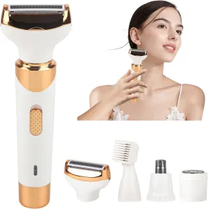 Electric Razor for Women Men,4 in 1 Painless Ladies Wet & Dry Body Razors and Facial Hair Remover,Rechargeable Led Display Hair Removal Kit for Nose Face Body Leg Bikini Arm Hair（T8-3）
