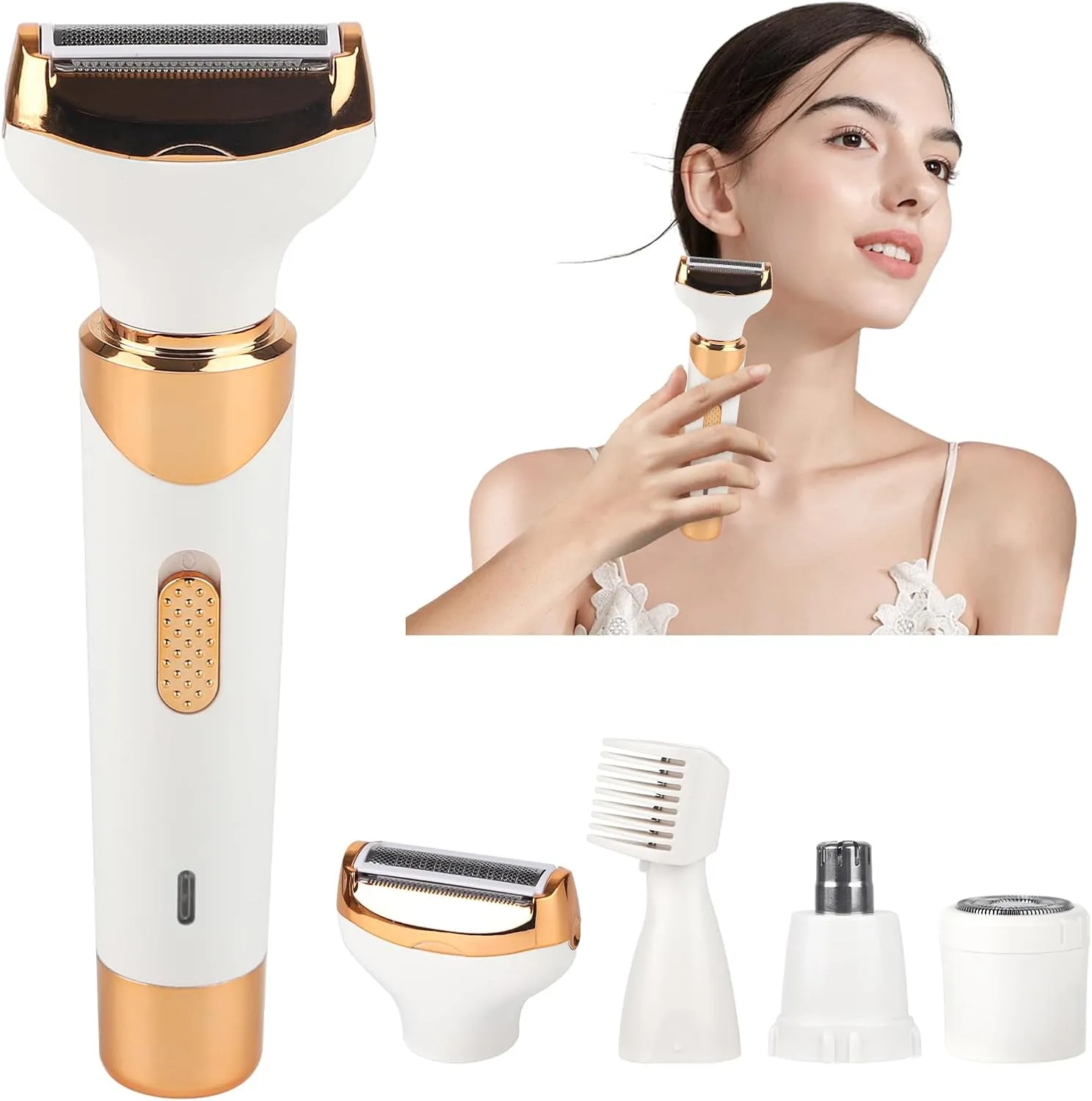 Electric Razor for Women Men,4 in 1 Painless Ladies Wet & Dry Body Razors and Facial Hair Remover,Rechargeable Led Display Hair Removal Kit for Nose Face Body Leg Bikini Arm Hair（T8-3）