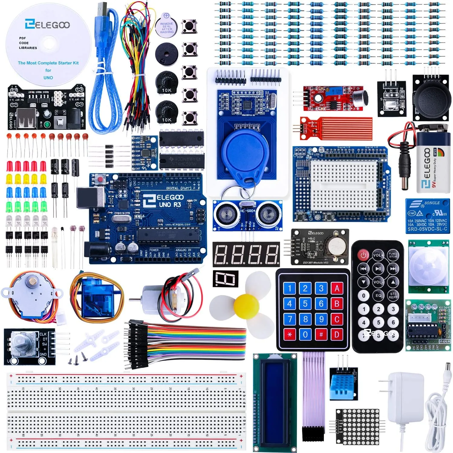 ELEGOO UNO R3 Project Most Complete Starter Kit with Tutorial Compatible with Arduino IDE (200  Components)