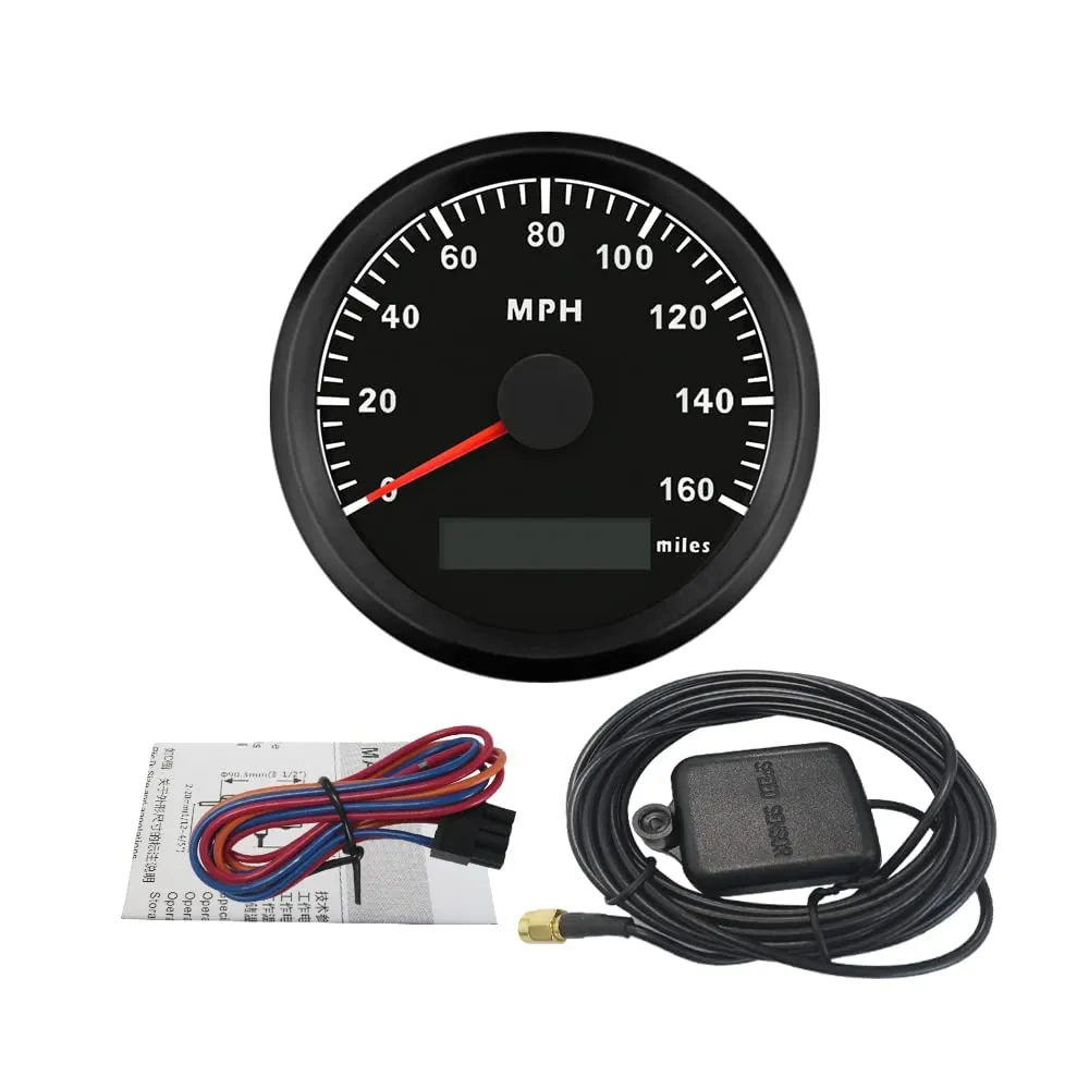 ELING Universal MPH GPS Speedometer Odometer Kit 160MPH Speed Gauge for Car Motorcycle Tractor Truck with Backlight 85mm 12V 24V Replacement Speedo