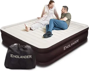 Englander California King Air Mattress with Built in Pump Raised - Double High- Luxury Size Camping Mattress - Blow Up Floor Bed for Home - Microfiber, Waterproof Airbed with Patch Kit