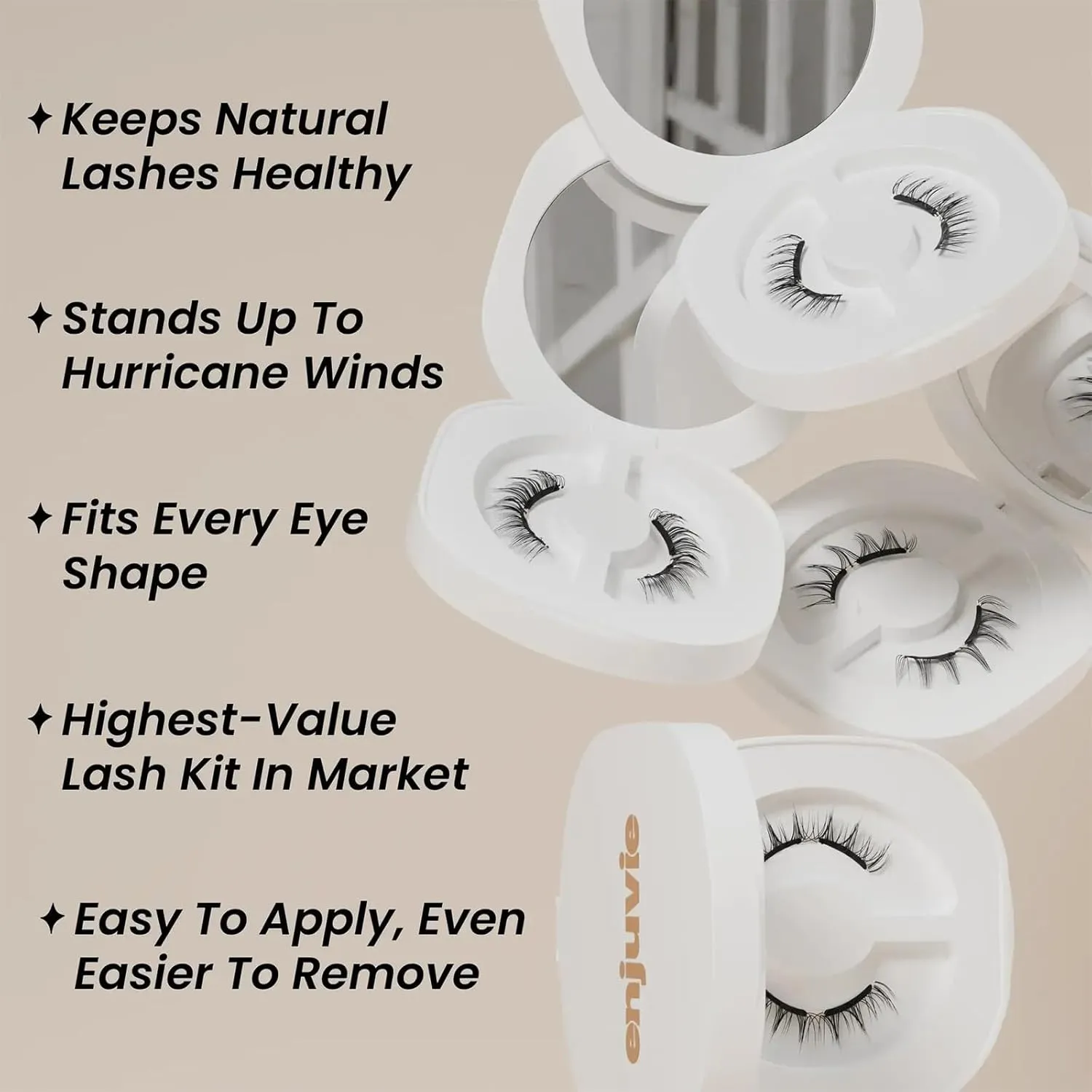 Enjuvie Magnetic Eyelashes 1 Pair Reusable, Reusable No Glue/Remover, Easy to Wear, Comfortable & Skin-Friendly (SW03-VELVET BLACK)