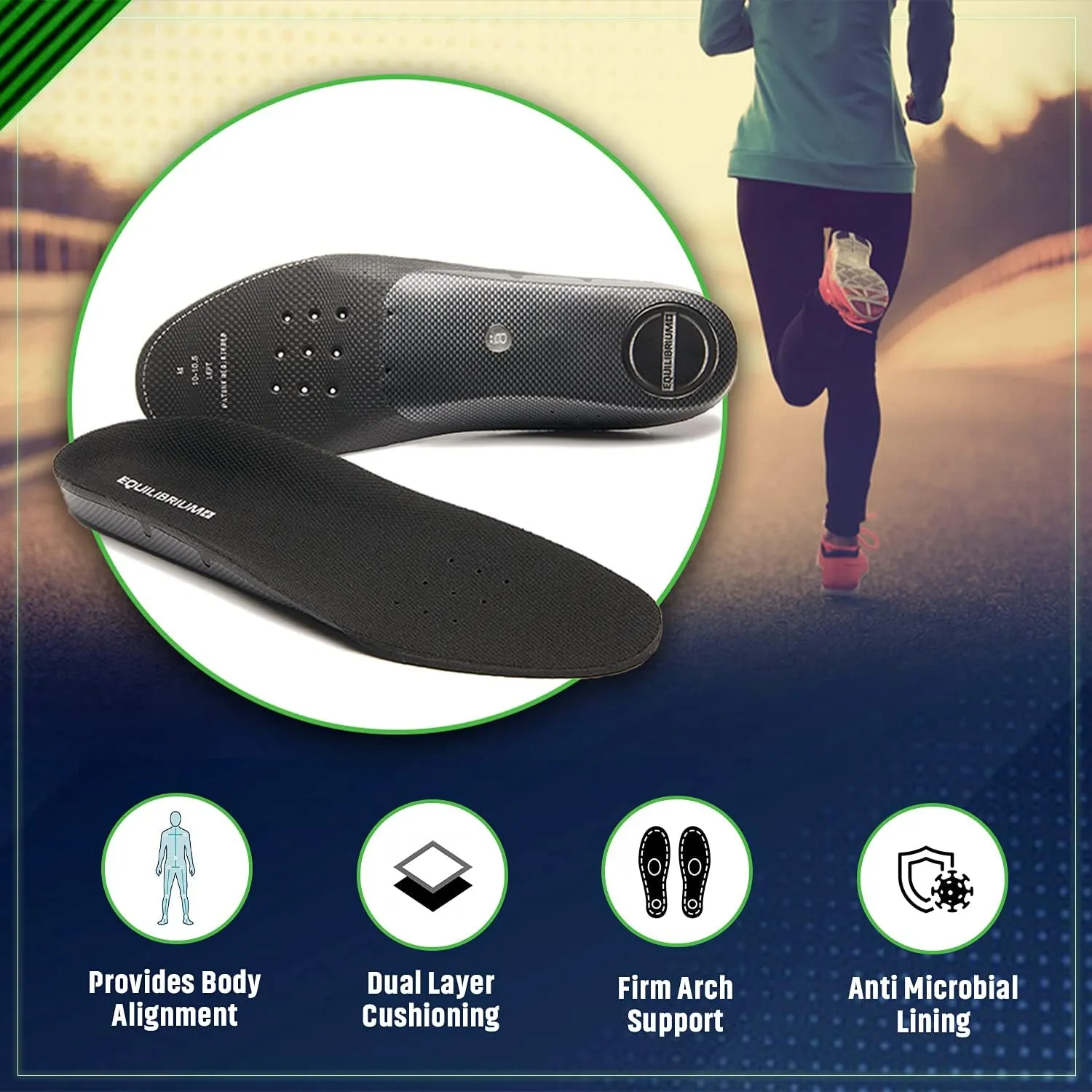 Equilibrium  Orthotic Plantar Fasciitis Arch and Balance Support Shoe Insoles for Men and Women Best Comfortable Inserts Relieving Foot, Arch,and Knee Pain,for Running,Walking,Sports (Women's/8-8.5)