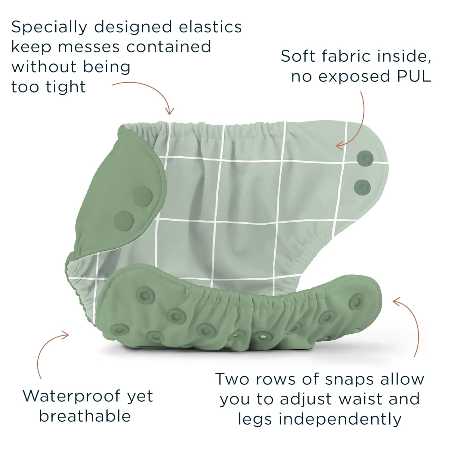 Esembly Cloth Diaper Try-It Kit, Starter Gift Set, Includes 3 Organic, Reusable Diapers Inners, 1 Stylish Outer, Patented Detergent & Wet Bag - Earth-Friendly Diapering, Aloe, Size 2 (18-35lbs)