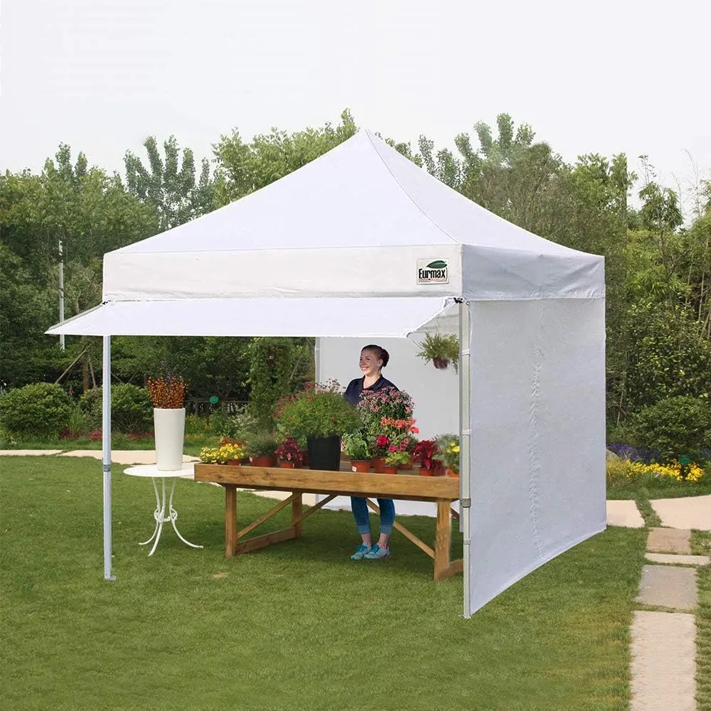 Eurmax USA 10 x 10 Pop up Canopy Commercial Tent Outdoor Party Canopies with 4 Removable Zippered Sidewalls and Roller Bag Bonus 4 Canopy Sand Bags & 24 Squre Ft Extended Awning(Forest Green)