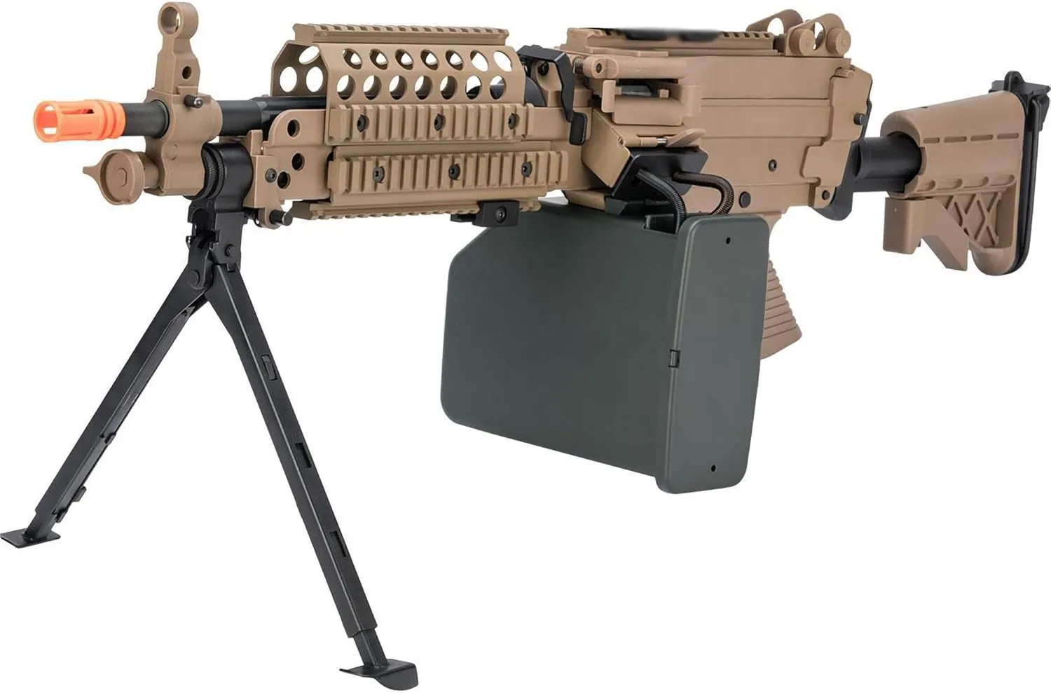Evike Airsoft - A&K/Cybergun FN Licensed Middleweight M249 Minimi Airsoft Saw (Model: MK46 / Dark Earth)