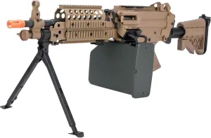 Evike Airsoft - A&K/Cybergun FN Licensed Middleweight M249 Minimi Airsoft Saw (Model: MK46 / Dark Earth)