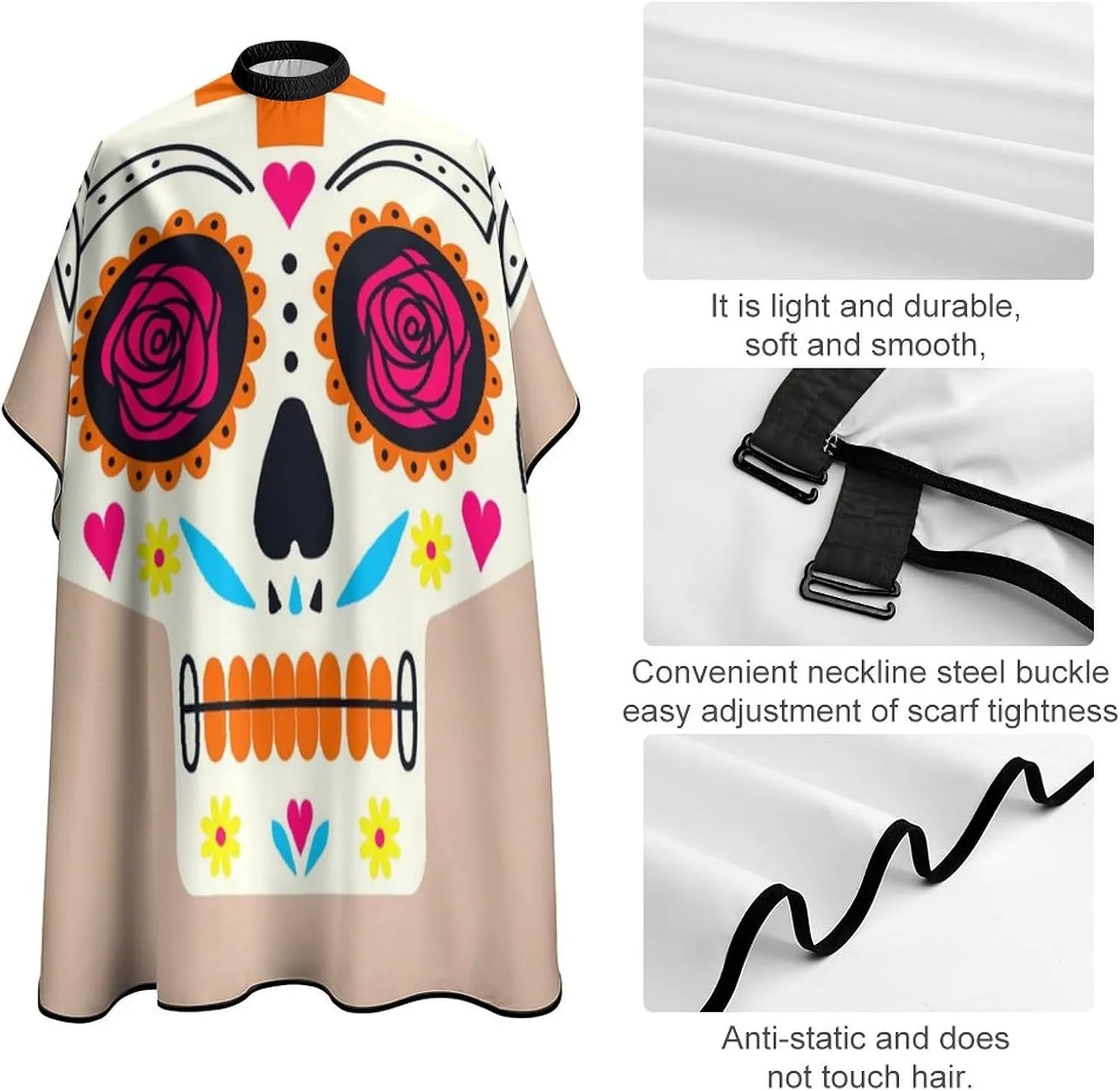 Extra Large Hair Styling Cape - Sugar Skulls Art Salon Cape Apron Hair-Cutting Gown for Styling Hair Cut Hairdresser