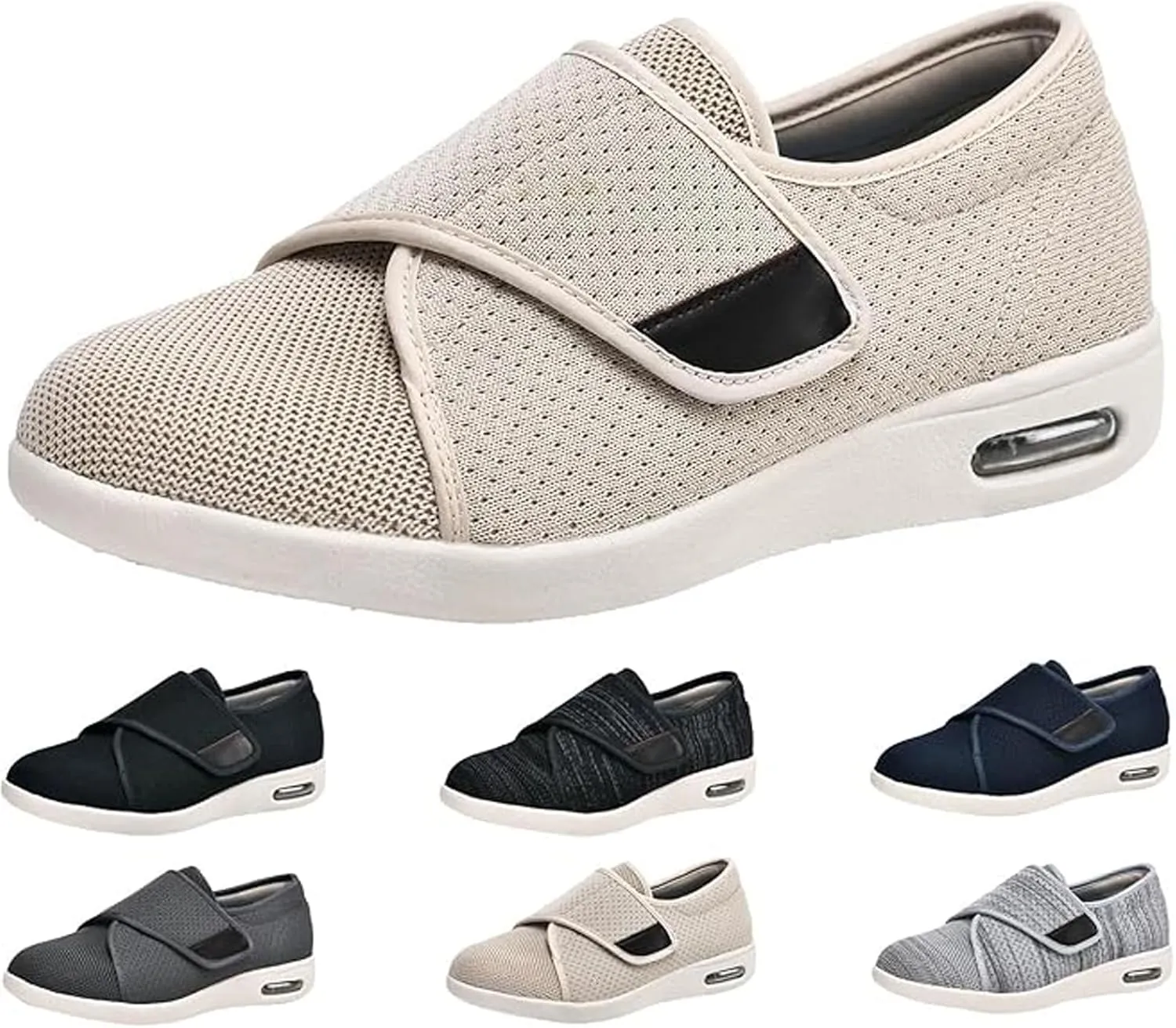Extra Wide Walking Sneakers, Lightweight Elderly Shoes, Orthopedic Comfy Casual Slippers, with Adjustable Closure Strap, Ideal for Diabetes, Plantar Fasciitis and Swollen Feet
