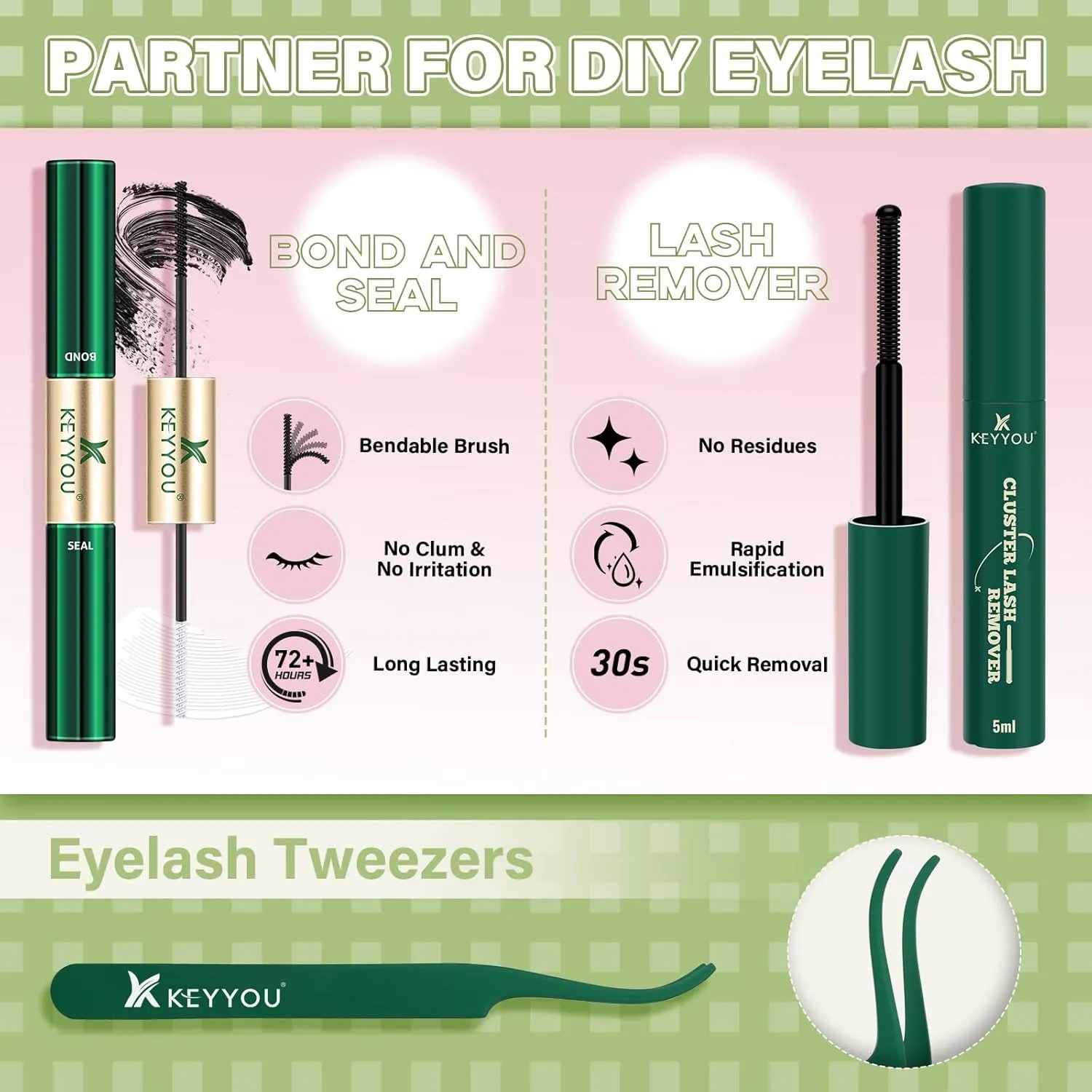 Fairy Lash Clusters Kit Manga Lash Extension Kit D Curl KEYYOU 144Pcs Eyelash Extension Kit Wispy Natural Invisible Band Lash Kit with Waterproof DIY Lash Extension Kit at Home(Fairy-D-8-18MIX)