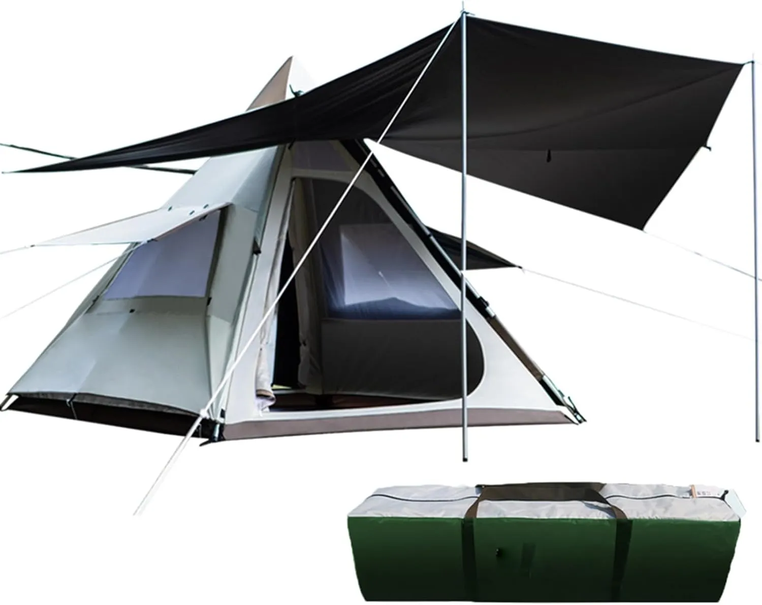Family Camping Bell Tent 4 Season Luxury Outdoor Camping and Glamping Yurt Tent for Camping Hiking Christmas Party