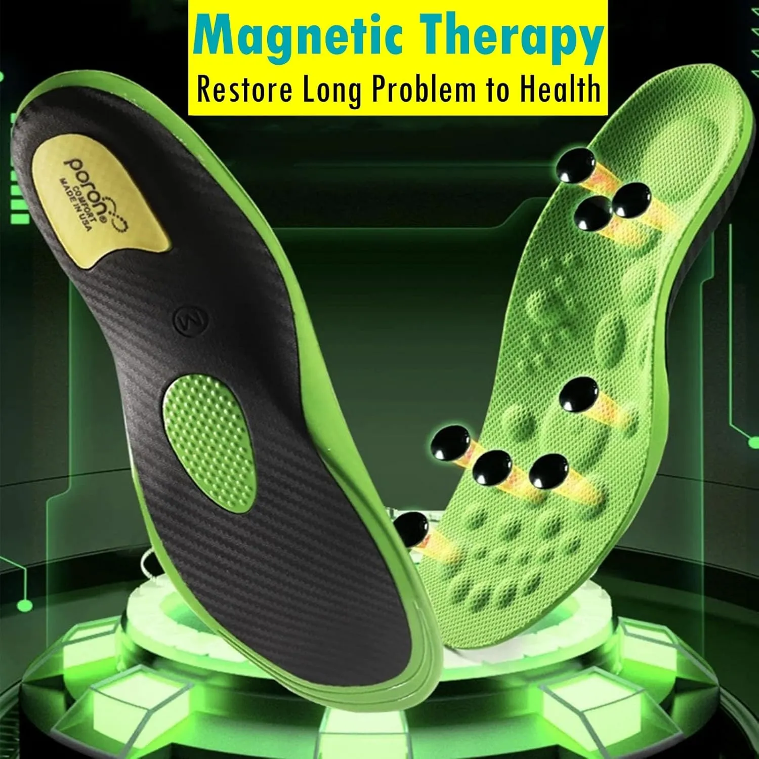 Feet Recovery System for Feet Pain and Fatigue Orthotic Insoles Magnetic Therapy Acupoint Massage Arch Support Gel Insoles 3D-Xpain™-Poron Plantar Fasciitis Metatarsalgia Orthopedic Insoles