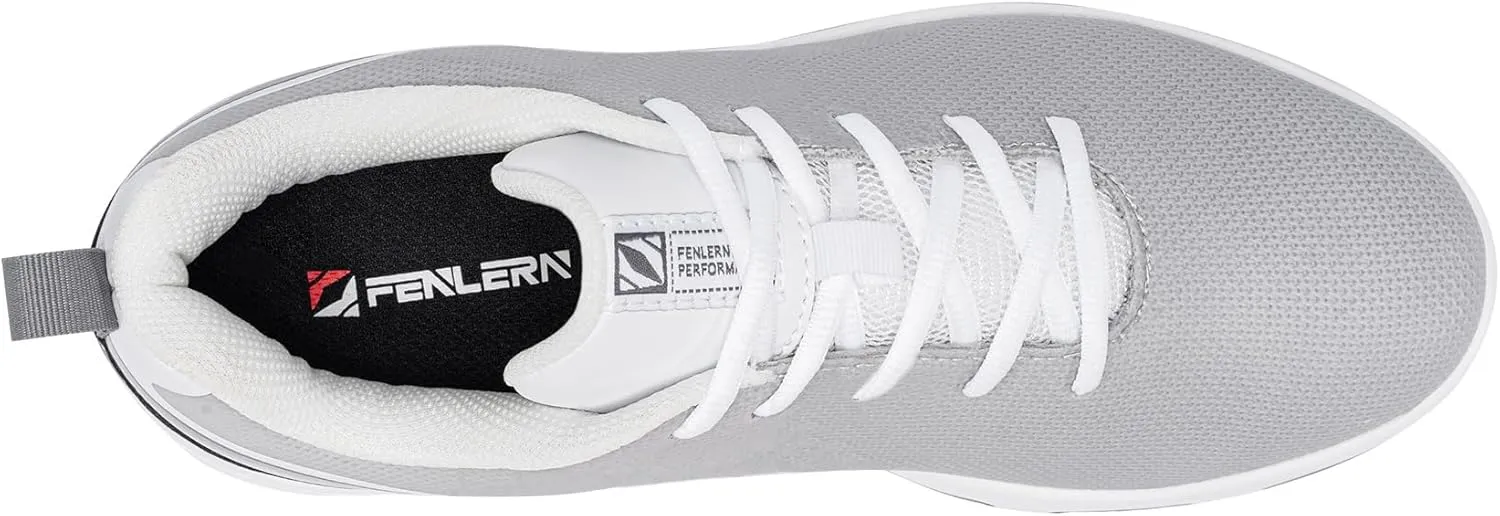 FENLERN Golf Shoes Men, Spiked, Waterproof Leather Upper, Cushioning F006