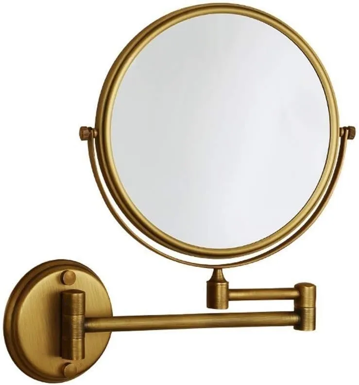 FIDEMM Vanity Mirror Copper Beauty Mirror 8 Inch Makeup Mirror Wall Mounted Telescopic Double 3 Times Magnifying Glass Mirror