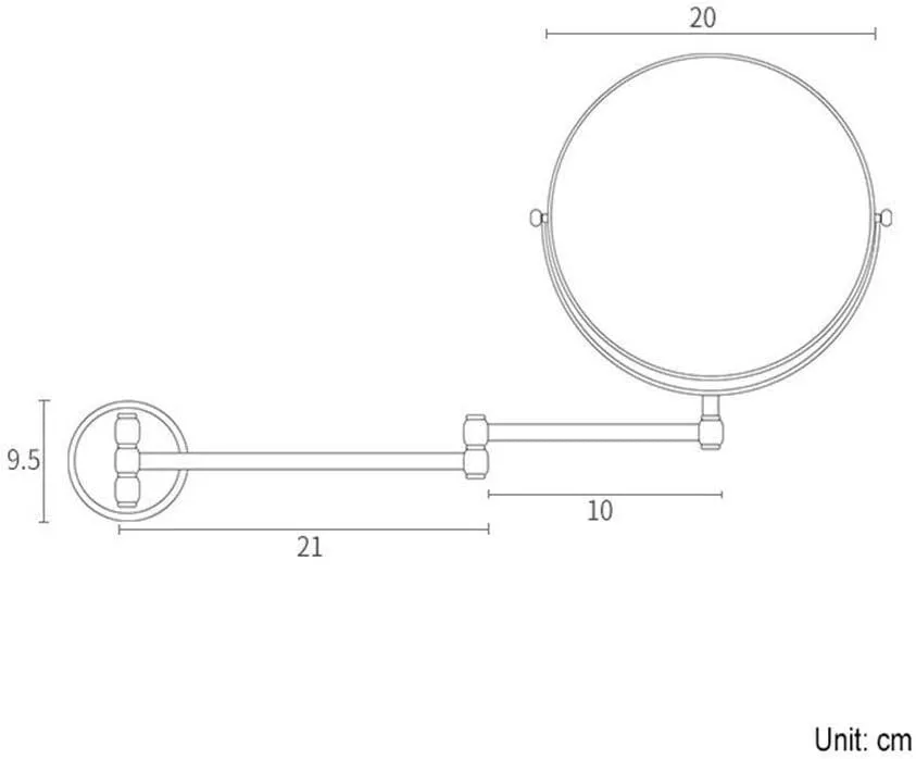 FIDEMM Vanity Mirror Copper Beauty Mirror 8 Inch Makeup Mirror Wall Mounted Telescopic Double 3 Times Magnifying Glass Mirror