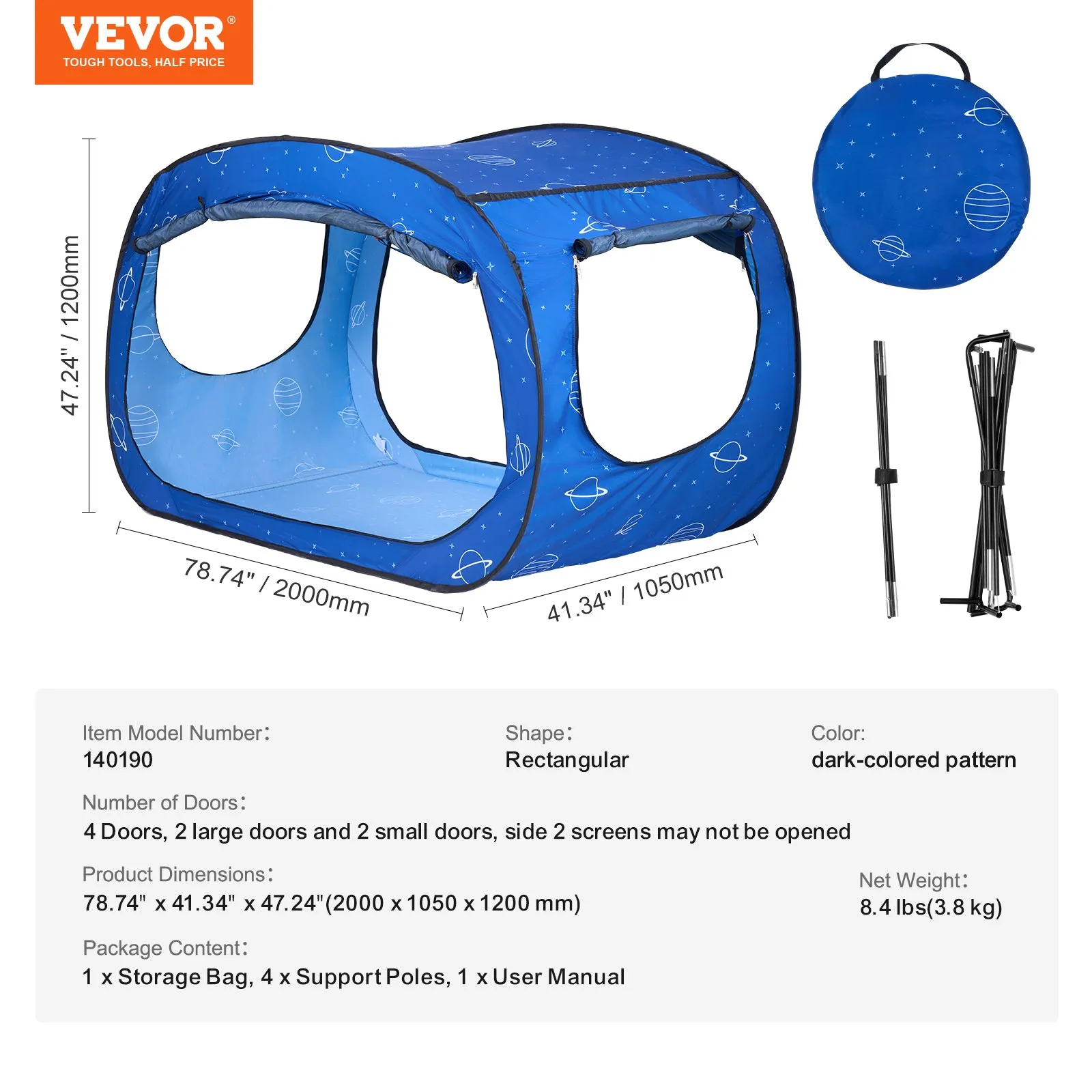 (FINAL PRICES ARE LOWER ON OUR SITE!) VEVOR 2 Doors Bed Tent Breathable Tent Light Blackout with 0.33 in Fiber Poles