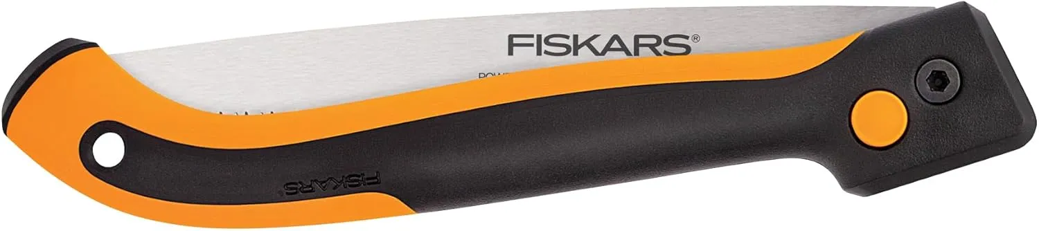Fiskars Hand Saw, Folding Saw with Dual Position Locking Saw Blade for Overhand Cuts and Under Cuts and Power Tooth Blade with Triple Ground Teeth, Soft Grip 10-Inch Pruning Saw