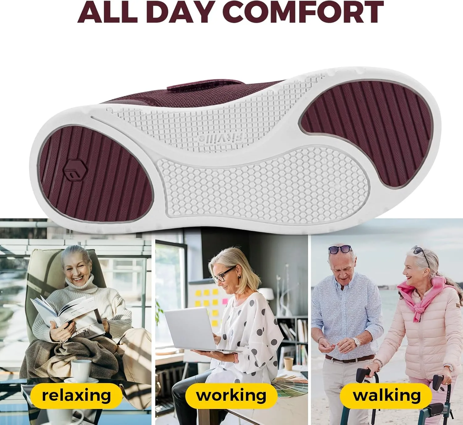 FitVille Diabetic Shoes for Women Wide Width, Fully Adjustable Straps Wide Width Shoes for Women for Edema and Swollen Feet
