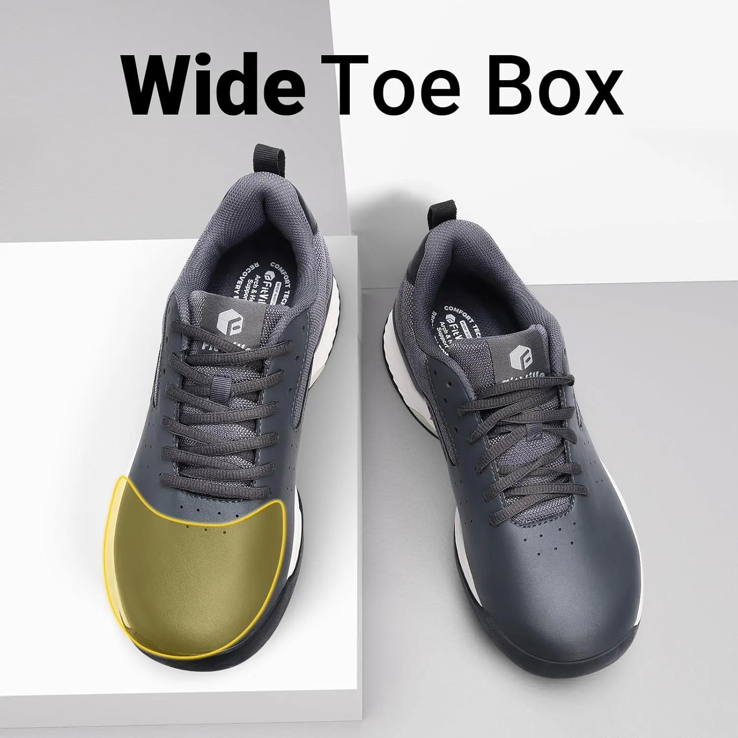 FitVille Professional Mens Golf Shoes Extra Wide Spiked Golf Shoes for Men Waterproof