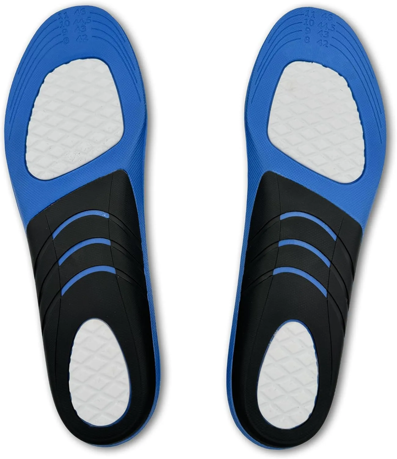 Flat Foot Insole, Orthotics, Arch Support, Velvet Surface, Gel Cushioning Under The Heel and Ball of Foot, 200lbs , Trim to Fit, Versatile, Ease Plantar Fasciitis, Anti-Fatigue, 1 Pair, Men&Women, L