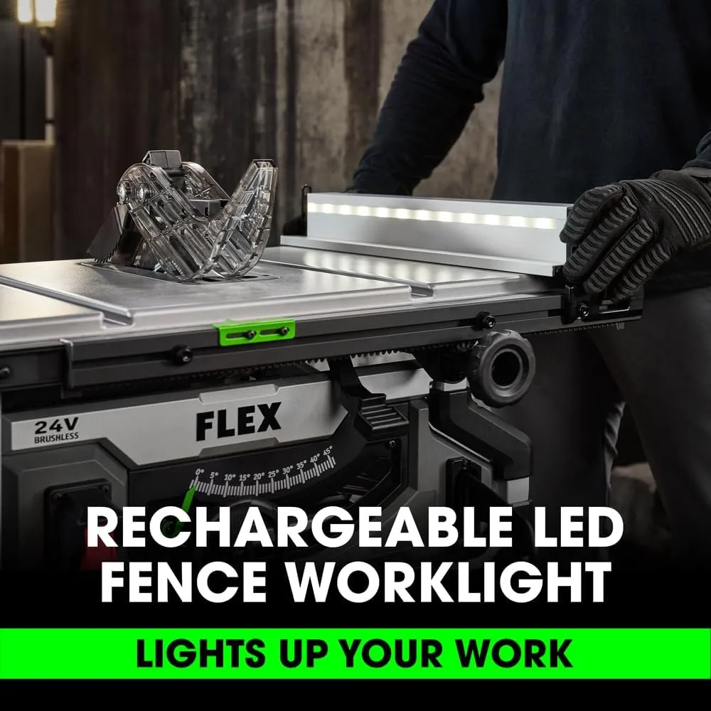 FLEX 24V Brushless Cordless 8-1/4-Inch Table Saw Kit with 6.0Ah Stacked Lithium Battery and 280W Rapid Charger - FX7211-1H