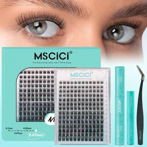 FluffDuo.03 EyeLash Clusters Kit 3D Volume 8-16mm D Curl - DIY Cat Eye Volume Look Eyelash Extensions Kit Ultra-Soft Fluffy Lashes Individual Fake Eyelashes Clusters Kit WideSpan Invisible Lash Band