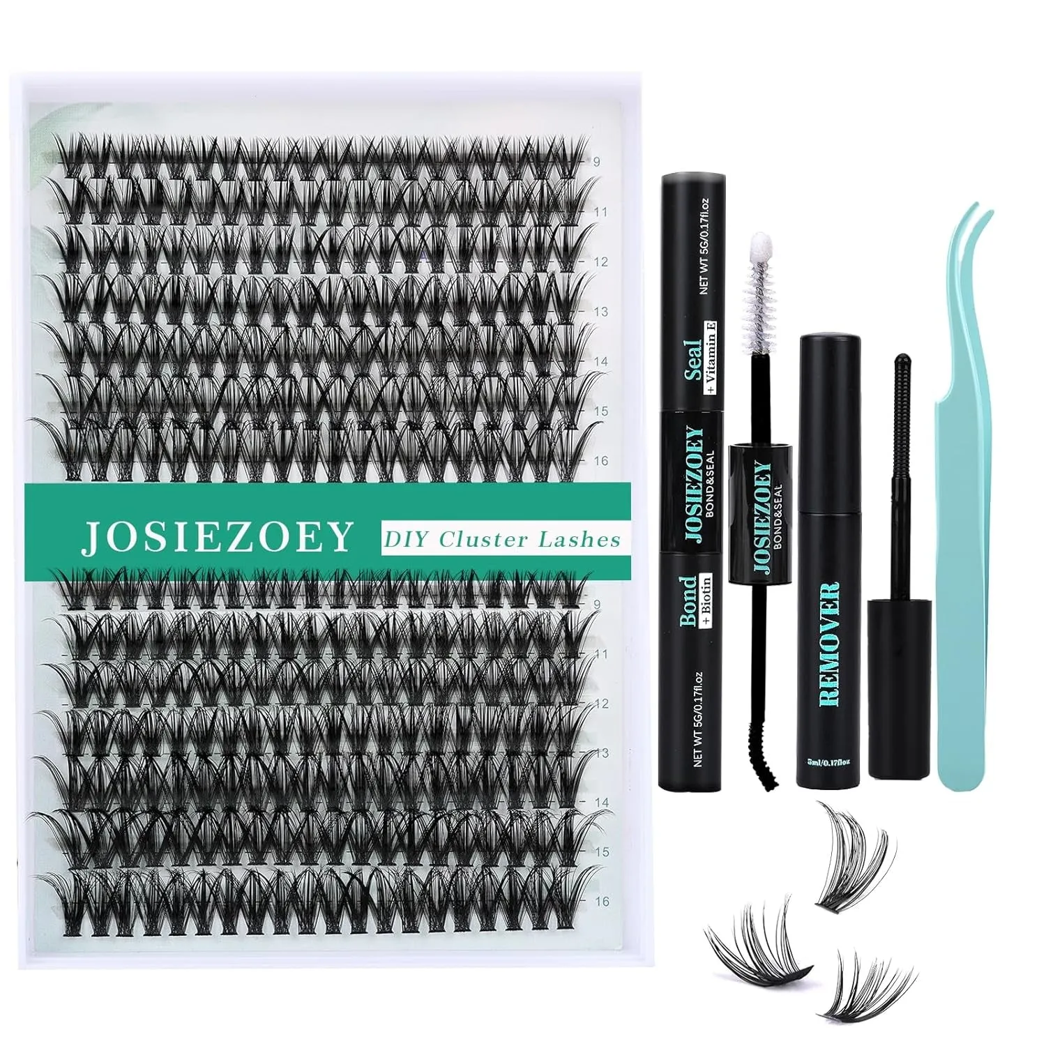 Fluffy Lash Clusters Kit 60D 80D DIY Lash Extension Kit with 10-18MM Thick Individual Lashes Cluster Lash Bond and Seal Remover Tweezers for Eyelash Extension at Home(Kit-60D 80D-280Pcs)