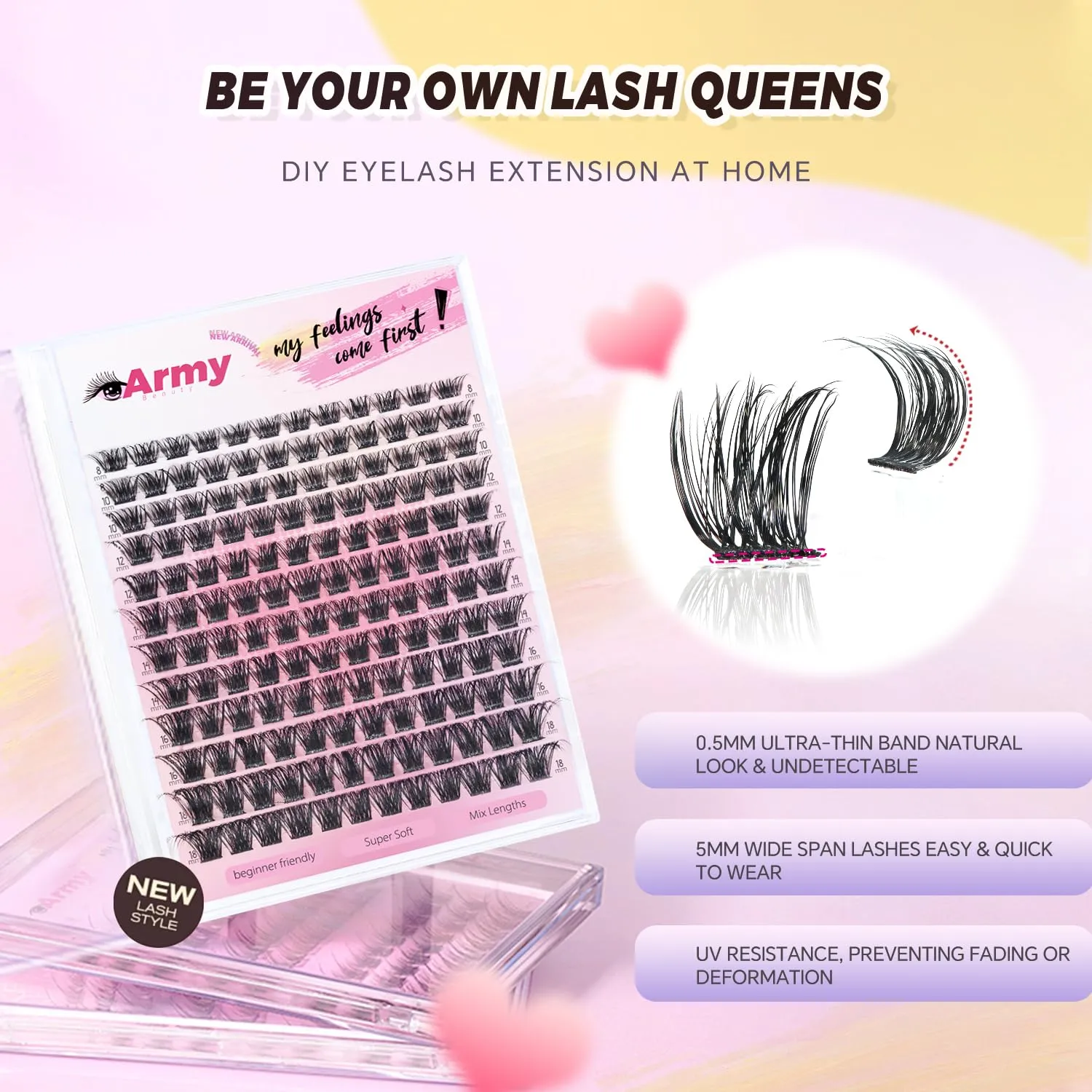 Fluffy Lash Clusters Kit 8-18mm 144pcs Thick Volume Eyelash Clusters Kit Wispy D Curl - WideSpan DIY Eyelash Extensions Waterproof Cat Eye Lashes, A-style kit