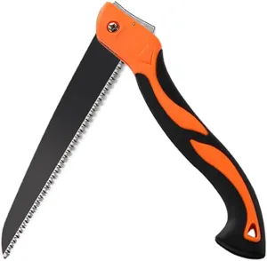 Folding Hand Saw for Wood Cutting, 11 Inch Woodworking Tree Saw Bushcraft Camp Small Handheld Trimming Tree Limb Tree Trimmer, Saw with Ergonomic Non-Slip Handle Design,Quality SK-5 Steel