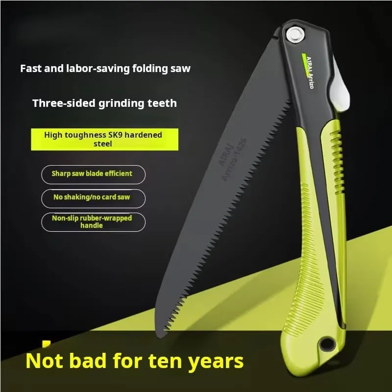 Folding Hand Saw with SK9 Steel Blade, Sharp and Wear-Resistant, Portable Woodworking Tool for Home and Outdoor Use, Ideal for Pruning, Carpentry, and DIY Projects (235mm)