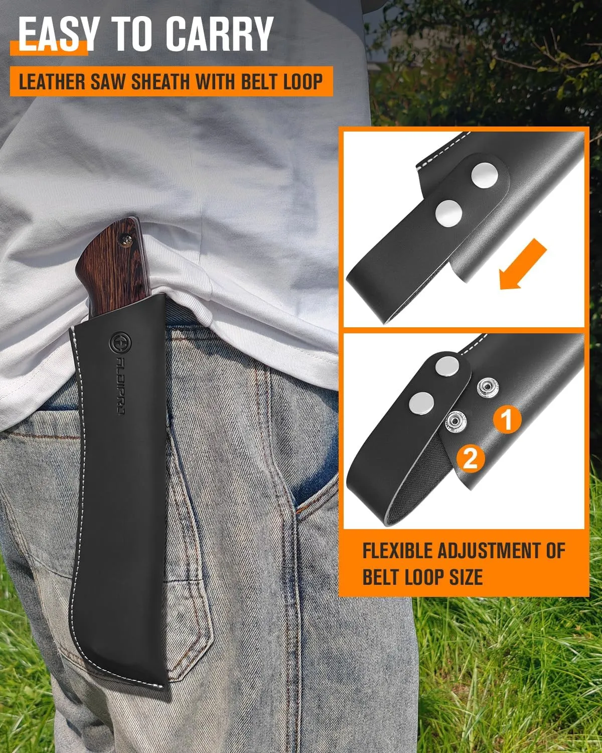 Folding Pruning Saw 10 Inch with Leather Sheath and Wenge Wooden Handle, SK5 Steel Blade, Foldable Hand Saw for Camping, Survival, Wood Cutting, Bushcraft and Tree Trimming