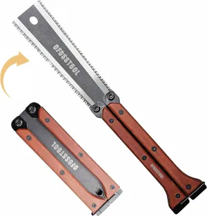 Folding Saw, 5.5“Japanese Pull Saw,Wood Saw SK5 Double Edge Pull Saw, Flush Cut Wood Saw for Camping Gardening Carpentry, Bushcraft Survival Tool Cool Gadgets Gifts for He