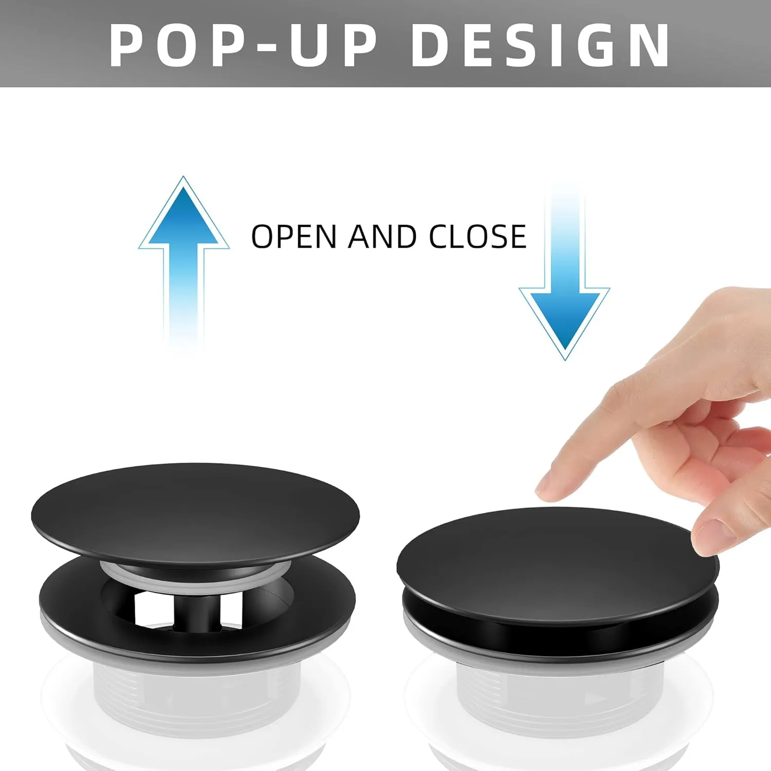 Freestanding Tub Drain with Removable Pop-up Free Standing Bathtub Drain Stopper Upgraded Stand Alone Tub Drain Basket for Soaking Anti-rust and Watertight Matte Black
