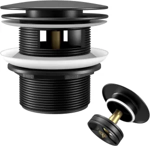 Freestanding Tub Drain with Removable Pop-up Free Standing Bathtub Drain Stopper Upgraded Stand Alone Tub Drain Basket for Soaking Anti-rust and Watertight Matte Black
