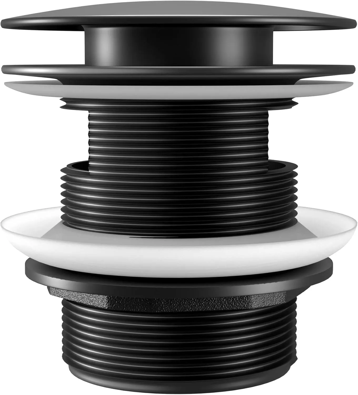 Freestanding Tub Drain with Removable Pop-up Free Standing Bathtub Drain Stopper Upgraded Stand Alone Tub Drain Basket for Soaking Anti-rust and Watertight Matte Black
