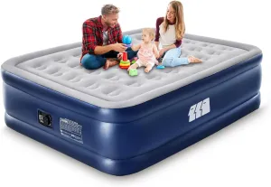 Full Air Mattress with Built in Pump,18" Raised Blow up Air Bed,3 Mins Quick Self-Inflation/Deflation,600lbs Max, Strong Support,Foldable Inflatable Mattress for Camping/Home/Guests/Travel