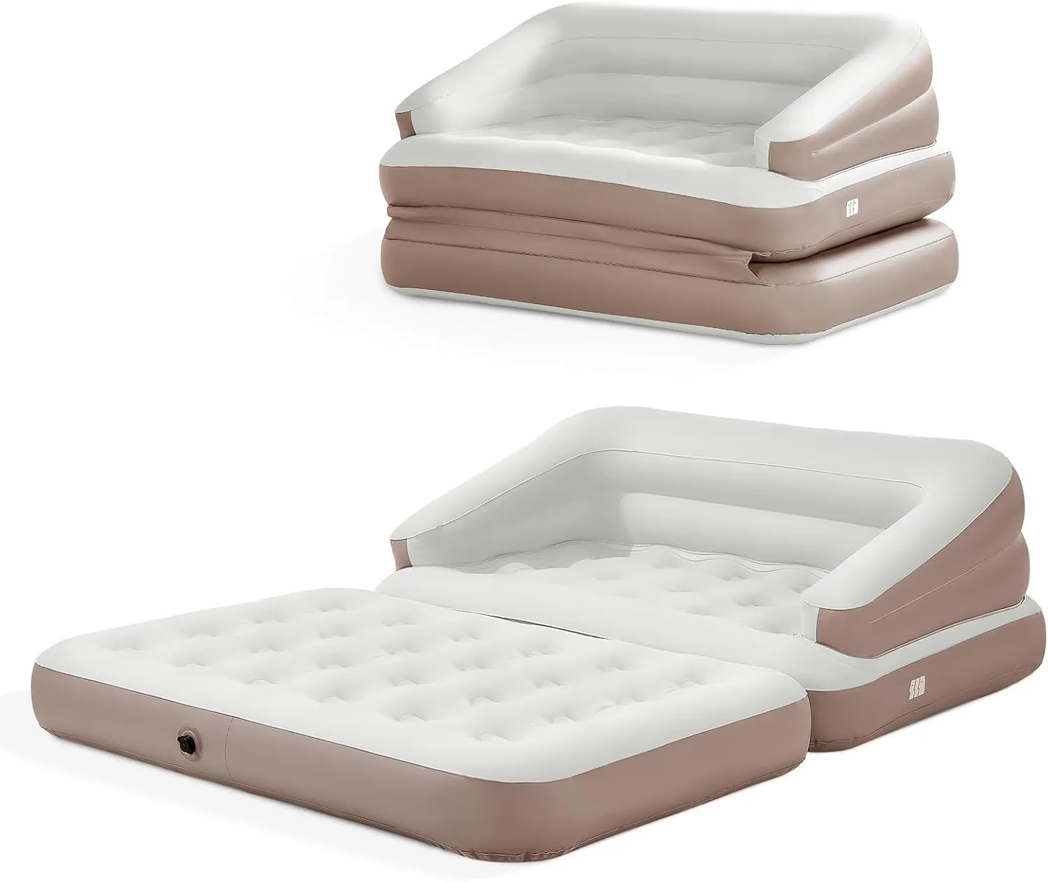 Full Size Air Mattress for Inflatable-Portable Blow Up Mattress Sofa Bed with Flocked top-Double Air Couch for Tent Camping/Car Travel Backpacking/Family Leisure(Cream White)