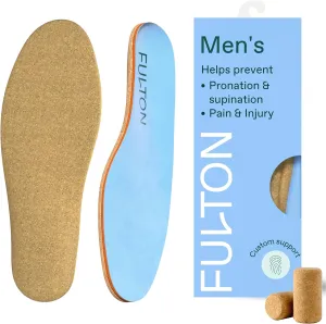 Fulton Men's Shock Absorbing Insoles with High Impact Arch Support - Custom Molding Cork Inserts Alleviate Plantar Fasciitis & Foot Fatigue- Athletic Running Insoles for Men (Men's Size 8.5-9)