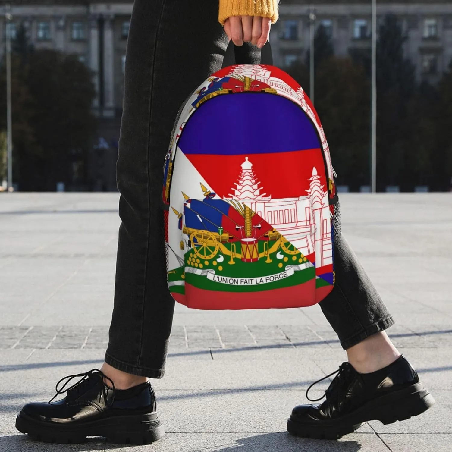 Funny Haiti Flag Backpack Cute Haitian Flag Daypack Laptop Backpack Shoulders Casual Daypack For Men Women