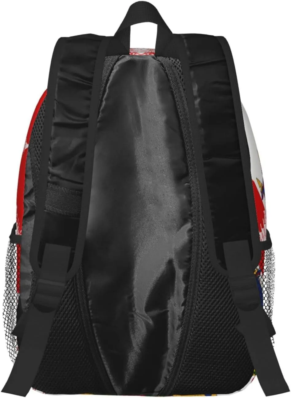 Funny Haiti Flag Backpack Cute Haitian Flag Daypack Laptop Backpack Shoulders Casual Daypack For Men Women
