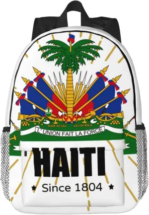 Funny Haiti Flag Backpack Cute Haitian Flag Daypack Laptop Backpack Shoulders Casual Daypack For Men Women