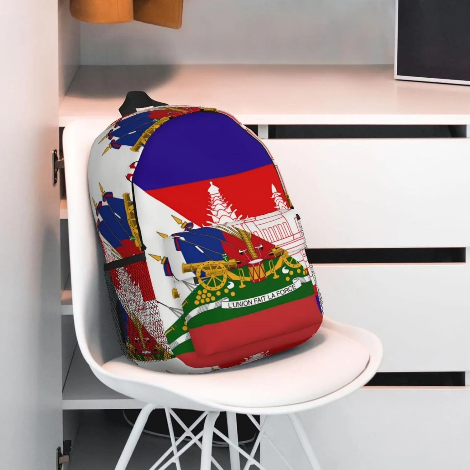 Funny Haiti Flag Backpack Cute Haitian Flag Daypack Laptop Backpack Shoulders Casual Daypack For Men Women