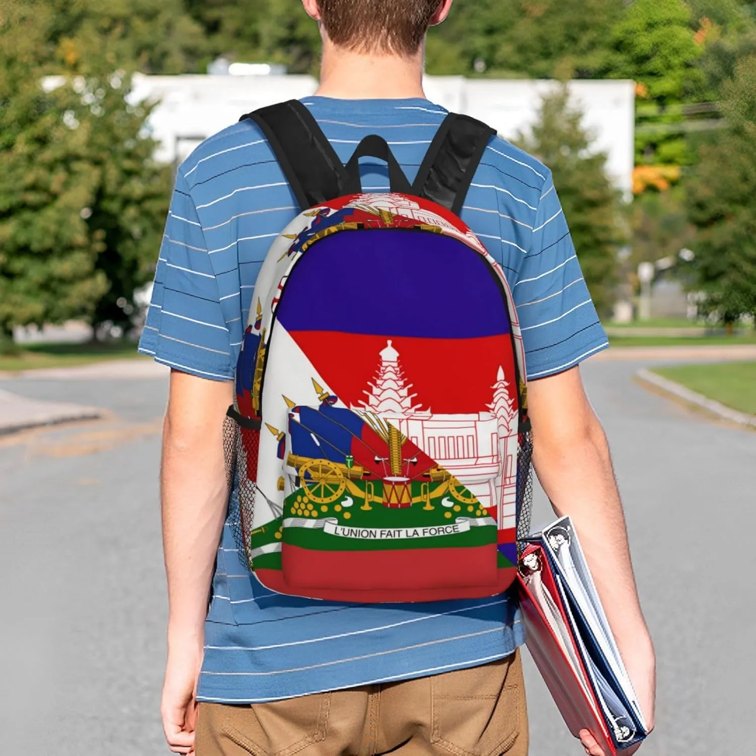 Funny Haiti Flag Backpack Cute Haitian Flag Daypack Laptop Backpack Shoulders Casual Daypack For Men Women