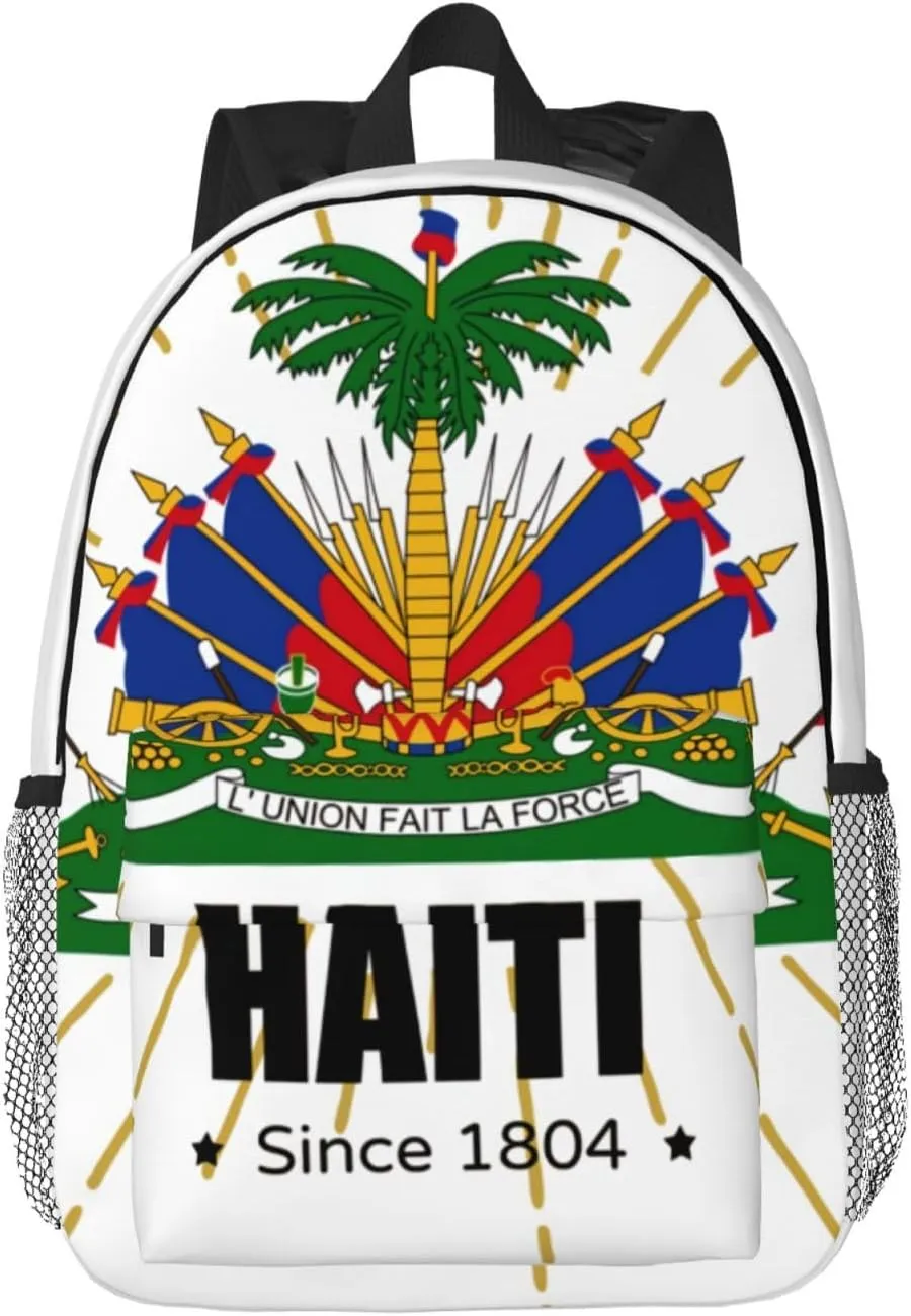 Funny Haiti Flag Backpack Cute Haitian Flag Daypack Laptop Backpack Shoulders Casual Daypack For Men Women