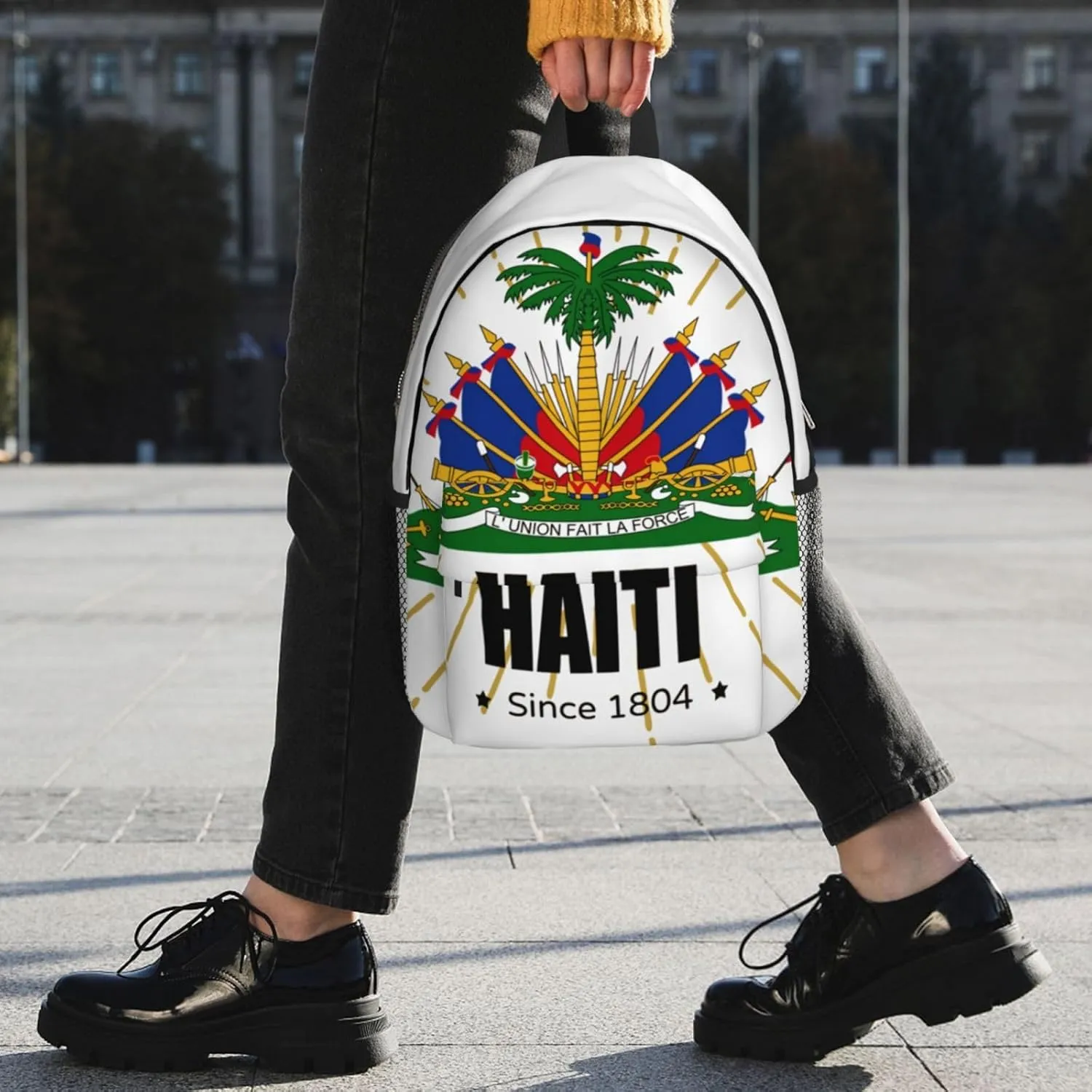Funny Haiti Flag Backpack Cute Haitian Flag Daypack Laptop Backpack Shoulders Casual Daypack For Men Women