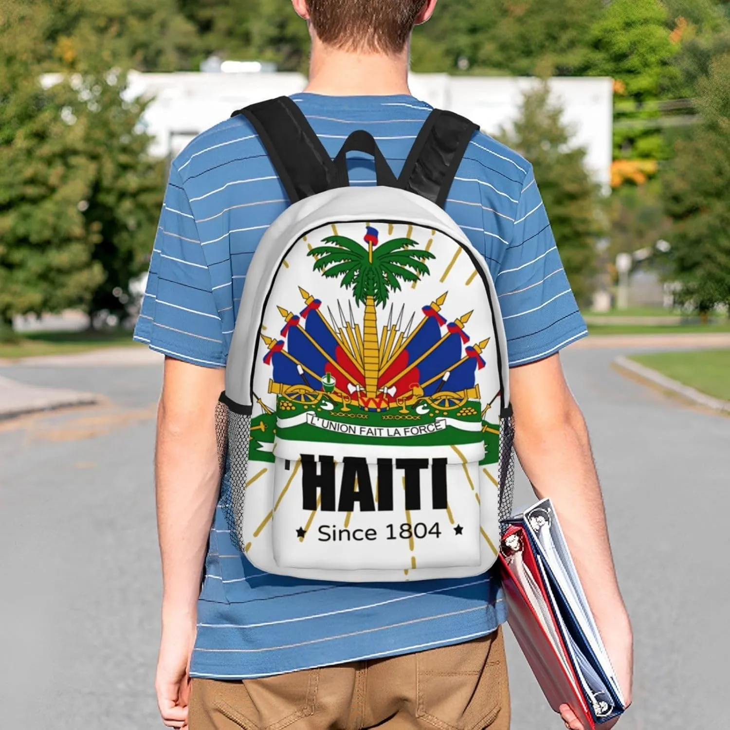 Funny Haiti Flag Backpack Cute Haitian Flag Daypack Laptop Backpack Shoulders Casual Daypack For Men Women